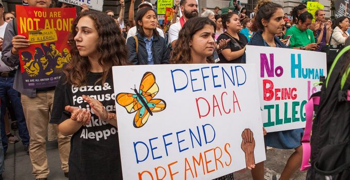 Protestors at a pro-DACA and 'Dreamers' rally in 2017